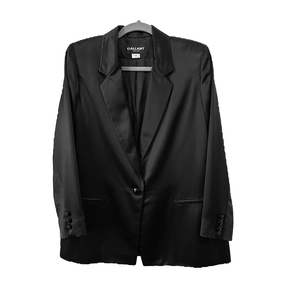 Vintage Black Satin Blazer